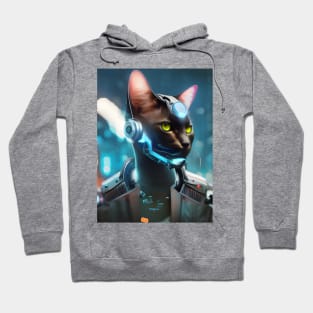 Cyberpunk Kitty (5) - Anthropomorphic Sci fi Cats Hoodie